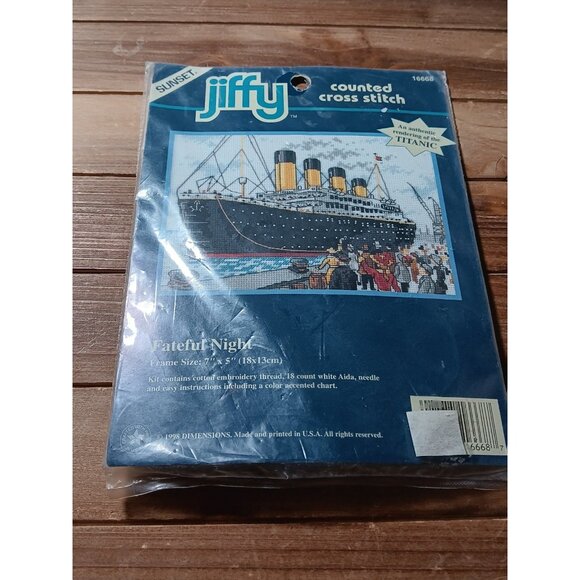 Sunset Jiffy Counted Cross Stitch Titanic #16668 7"x5" - Picture 2 of 4